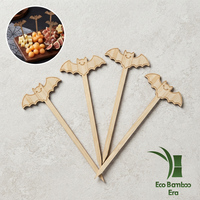 Brochettes en bambou en forme de chauve-souris pour Halloween, certifiées FSC ISO, pics décoratifs pour cocktails, pour les buffets de fêtes