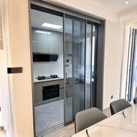 Porte coulissante en alliage d'aluminium sur mesure, verre trempé, étanche, insonorisée, minimaliste, pour usage intérieur, balcon, cuisine