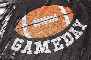 中国工厂定制足球队标志亮片连衣裙游戏日珠光亮片长衬衫休闲女装批发 - Product Image 5