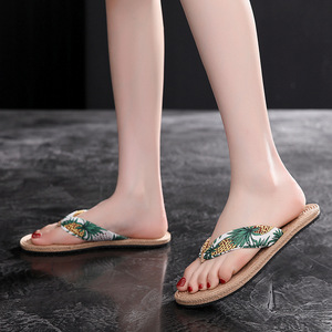 New Summer Imitation Hemp Rope Flip Flops <b>Flat</b> Hemp Sole Slippers Vacation Style Outdoor Clip Toe <b>Sandals</b> for Women Travel Use - Product Image 4