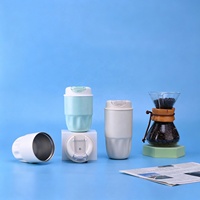 Mug à café isotherme en acier inoxydable de 450 ml, tasse de voyage à large ouverture, couvercle à ouverture facile à une main, anti-fuite, tasse de bureau