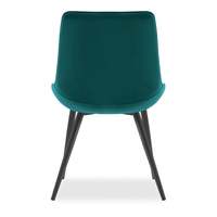 Chaise de salle à manger ergonomique en velours turquoise avec pieds en métal