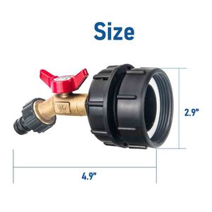 Conector de manguera de jardín 2,44 "fino y 2,36" válvula de mano de rosca gruesa Válvula de grifo de manguera de latón sin plomo accesorios de tanque de mano IBC - Product Image 5