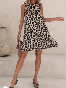 Nuevo vestido de chaleco de verano elegante sin mangas con estampado de leopardo, a la moda y adelgazante. - Product Image 5