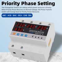 Conmutador de Transferencia Automática Selector de Fase Protector de Voltaje 63A 100A Limitador de Corriente Suministro Ininterrumpido 220V Tipo Corriente AC