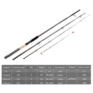 <span class=keywords><strong>Canne</strong></span> à pêche en fibre de carbone haute performance 24T 99% ultralégère 3,3m 3,6m 3,9m 3 sections <span class=keywords><strong>40</strong></span>-<span class=keywords><strong>120g</strong></span> avec poignée en liège pour la pêche au feeder - Product Image 2
