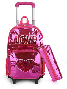 Ensemble de sac à dos à roulettes en cuir PU pour l'école, sac à dos à roulettes pour étudiants, sac à dos à roulettes de dessin animé, valise à roulettes, sac à bagages - Product Image 2