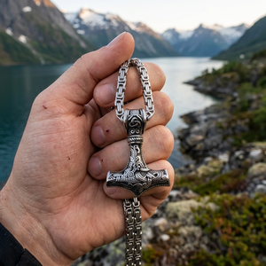 Joyería Norse Heritage al por Mayor, Collar <span class=keywords><strong>de</strong></span> Cadena <span class=keywords><strong>de</strong></span> Rey para Hombre <span class=keywords><strong>de</strong></span> Acero Inoxidable, Colgante <span class=keywords><strong>de</strong></span> Martillo <span class=keywords><strong>de</strong></span> <span class=keywords><strong>Thor</strong></span>, Collar Vikingo - Product Image 4