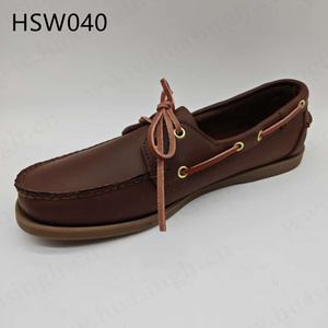 Chaussures <span class=keywords><strong>bateau</strong></span> en cuir véritable, cousues à la main, de style authentique, de couleur marron, de la marque HY, Sultan Oman Market, HSW040 - Product Image 3