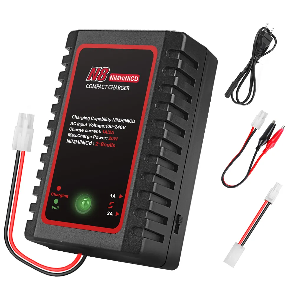 NEW 2020 HTRC N8 2S-8S Nimh Nicd Battery Charger 110-240V 2A 20W AC Compact Charger for 5 Charging Model RC Toys
