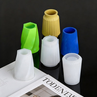 Moule en silicone pour vase géométrique, pot à fleurs à rayures ondulées, pour la fabrication de résine, plâtre et ciment DIY