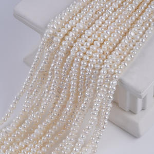 Collar de Perlas de Agua Dulce Naturales Blancas de Zhuji de 3.5-4 mm, Cuentas Sueltas para Hacer Joyería con Perlas de Imitación al por Mayor - Product Image 1