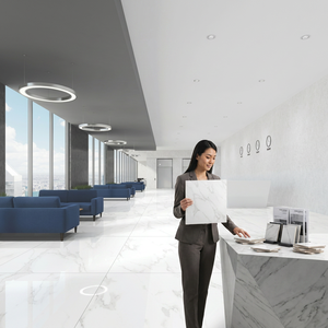 Vistaar Marmo Classic Carrara White 1200x1200mm Polished Porcelain Tiles Calacatta Pearl Ceramic <b>Wall</b> and Floor - Product Image 1