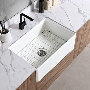 Keramische spoelbak ADLONE 33*20 inch enkele bak keuken keramische witte wastafel spoelbak porselein vierkant met afdruiprek accessoire - Product Image 4