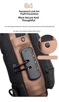 Sac bandoulière léger en PU et polyester imperméable antivol pour homme avec port de charge USB et serrure TSA, sac de poitrine à la mode