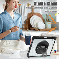 Étui de protection hybride en TPU pour tablette iPad Air 11 pouces 2024 M2 A2902 bandoulière intégrée 360 support rotatif