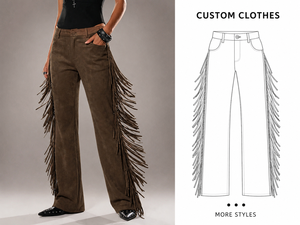 Pantalones Casuales de <span class=keywords><strong>Mujer</strong></span> Estilo <span class=keywords><strong>Vaquero</strong></span> Retro con Borlas de Gamuza, Micro-Campana, Elásticos y con un Toque Urbano - ¡Gran Oferta! - Product Image 1