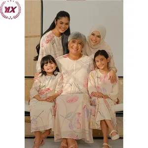 Лидер продаж 2023, модные скромные платья для всей семьи Baju Kebaya в Малайзии, элегантные женские платья