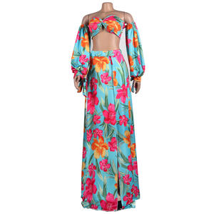 Venta caliente ST2347 Conjunto de dos piezas Top de tubo estampado sexy europeo y americano <span class=keywords><strong>con</strong></span> escote Halter para trajes de club nocturno - Product Image 5