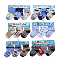 Chaussettes pour bébés nouveau-nés OEM, styles variés, motifs assortis, coton peigné respirant, ensemble cadeau pour nourrissons, vente en gros