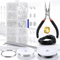 Nouvelle vente chaude transfrontalière : Kit d'accessoires de bijoux DIY avec anneaux métalliques, crochets d'oreille et fermoirs mousquetons pour la fabrication de bracelets et colliers