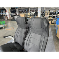 Siège passager de luxe commercial pour Sprinter Hiace Shuttle Van, cuir noir, dossier haut, surpiqûres côtelées avec accoudoir et ceinture de sécurité