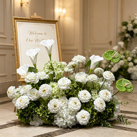Guirlande de fleurs artificielles Calla Lily blanches sur base verte fraîche, chemin de table pour mariage, banquet, table de desserts, décoration florale longue