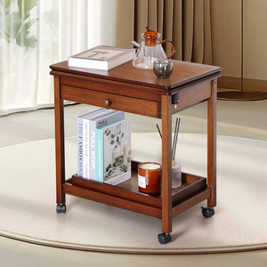 Multifunctional <b>Bamboo</b> Coffee <b>Table</b> With Drawer And Wheels For Small Apartments Living Room Side <b>Table</b> - Product Image 1