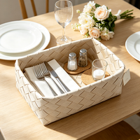 Panier de rangement en rotin tressé PP, écologique, durable, fait main, imperméable, résistant à la moisissure, facile à nettoyer, design moderne, cuisine, salle de bain