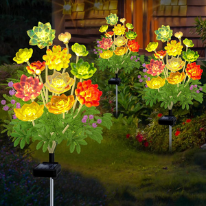 Lampe solaire de jardin en forme de fleur succulente, éclairage de chemin à interrupteur automatique pour l'aménagement paysager des jardins, chemins et cours - Product Image 1