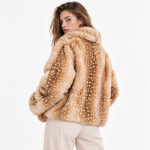 Abrigo de Piel Sintética Personalizado para Mujer, Chaqueta Corta Extra Grande, Cuello Ancho, Felpa, Cálido para Invierno, Ropa Exterior Esponjosa - Product Image 3