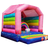 Château gonflable commercial en PVC rose arc-en-ciel 13x13 pieds, structure de saut colorée