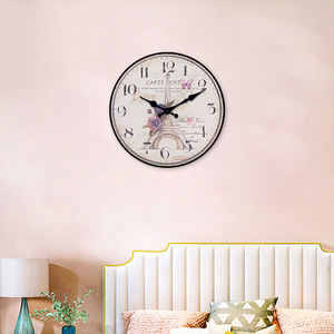 Horloge murale moderne personnalisable en verre et <span class=keywords><strong>cristal</strong></span> – Affichage à aiguilles, motif carte postale Tour Eiffel de <span class=keywords><strong>Paris</strong></span> et floral pour salon et chambre à coucher - Product Image 2