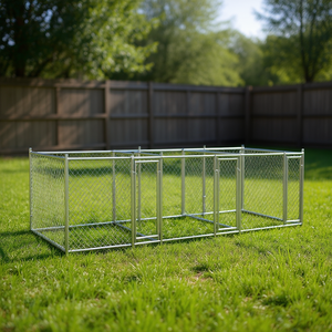 Gabbia per Cani Robusta in Acciaio Zincato 6x2x1,5 m Grigia, Gabbia Esterna per Animali Domestici Rettangolare Bloccabile per Razze Grandi - Product Image 2