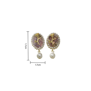 Tulipano francese Super fata pietra di <span class=keywords><strong>cristallo</strong></span> viola barocco orecchini di perle imitazione semplice stile ellittico palazzo - Product Image 4