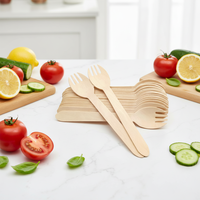 Fourchettes en bois jetables écologiques biodégradables en bois de bouleau naturel, ensemble de couverts durables et compostables, vaisselle de fête en vrac
