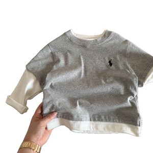 Children's Long Sleeve T-Shirt Cotton Knitted Solid Color Autumn Base Layer Top For Boys Kids Gray Black Khaki Off White - Product Image 5