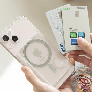 [pluslook] Portefeuille magnétique avec fente pour cartes Magsafe, avec support d'anneau durable pour iPhone MagSafe, angle de vision facile - Product Image 1