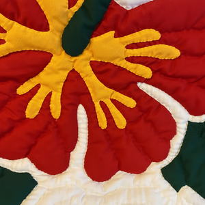 Hand Embroidered Hawaiian <b>Quilts</b> Red Luxurious Stitched Bed Throws Handwoven Blankets with Intricate Embroidery Wholesale - Product Image 1