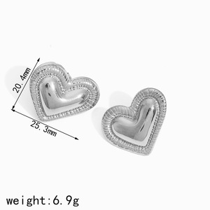 Heart Shaped <b>Stud</b> <b>Earrings</b> Gold <b>Silver</b> Zinc Alloy Fashion Jewelry Gift for Women - Product Image 4