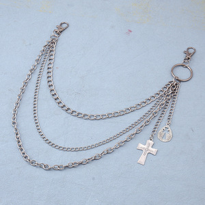 Cadena de cintura de triple capa con forma de cruz, aleación de zinc, estilo hip hop, para uso diario, estilo Instagram. - Product Image 4