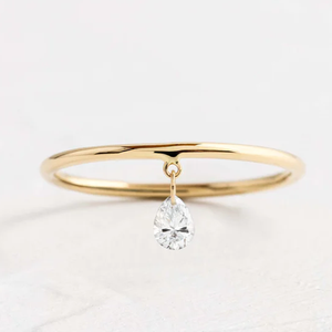 <b>925</b> <b>Silver</b> Jewelry Moissanite Pear Cut Water Tear Drop Gold <b>Ring</b> for Women - Product Image 2
