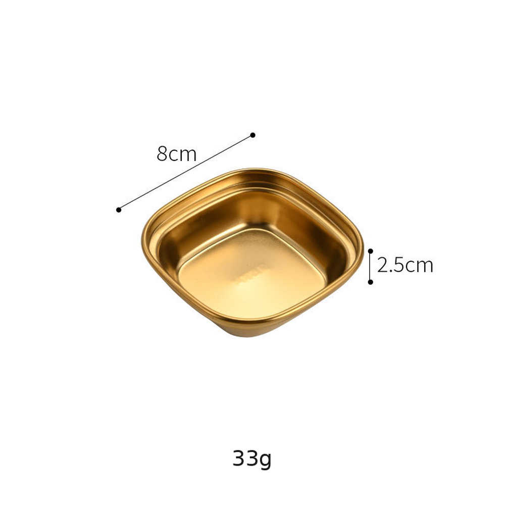 Single grid round condiment dish-gold