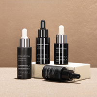 Flacon de sérum PET cylindrique vide 30ml 40ml 50ml avec compte-gouttes en verre, tête en latex noir ou blanc pour emballage de liquides cosmétiques