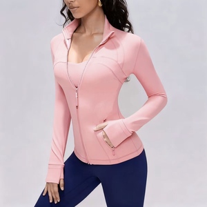 Veste de yoga pour femme avec fermeture éclair dorée, respirante, coupe ajustée, col montant, provenant de notre entrepôt américain. - Product Image 5