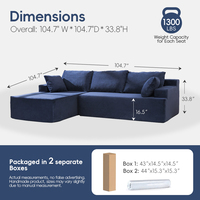 Sofá Cama Moderno OEM de Espuma Comprimida Tapizado, Sofás Seccionales Modulares ODM de Corduroy Cloud, Sofá en L de Lujo sin Estructura en Caja