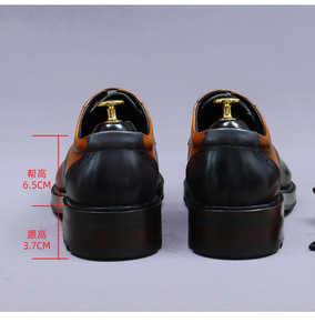 Chaussures habillées décontractées pour hommes à bout rond, style britannique, en cuir de vachette multicolore, chaussures de marié - Product Image 6