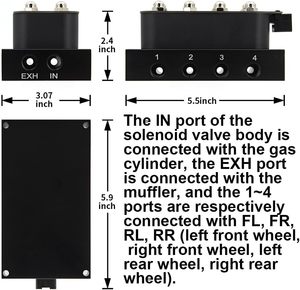 Kit de suspension pneumatique universel Alitair 12V pour véhicules à suspension pneumatique, bloc de soupapes AVUC4, tous les modèles sont universels - Product Image 5