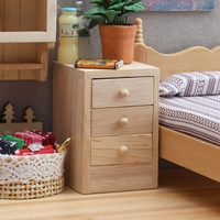 Mini-meuble de maison de poupée 1:12, table de chevet simple à trois compartiments ob11
