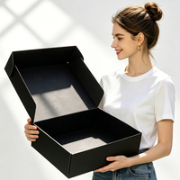 Boîte d'expédition en carton ondulé noir grand format, écologique, en matériaux recyclés, imperméable, pour vêtements et chaussettes, avec gaufrage personnalisé, vente en gros